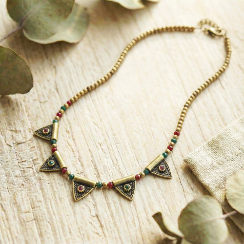 Boho Beaded Charm Necklace