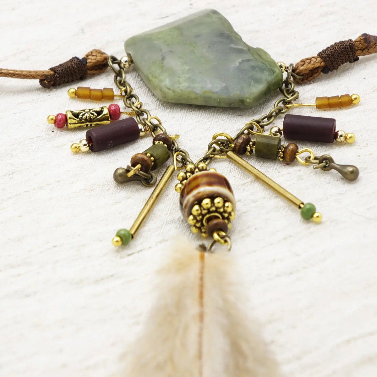 Boho Long Varisite Stone Necklace