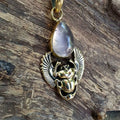 Rose Quartz Scarab Brass Pendant Necklace