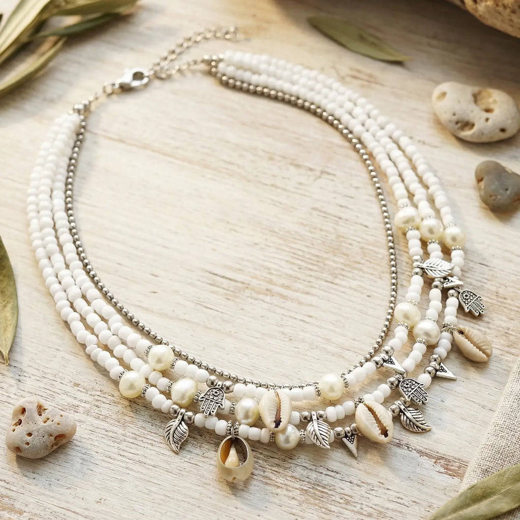 Beaded Cowrie Shell Necklace