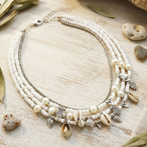 Beaded Cowrie Shell Necklace