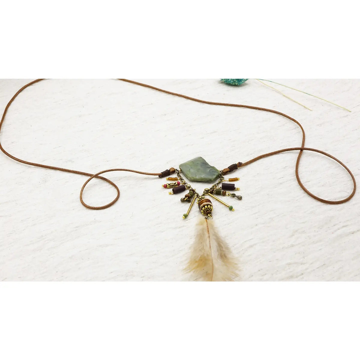 Boho Long Varisite Stone Necklace