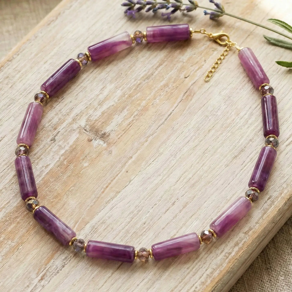 Purple Beaded Statement Necklace
