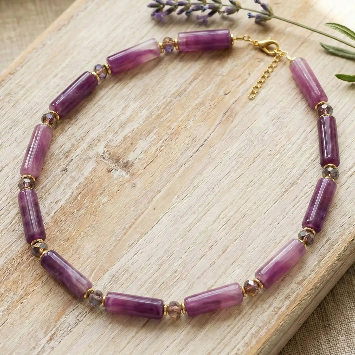 Purple Beaded Statement Necklace