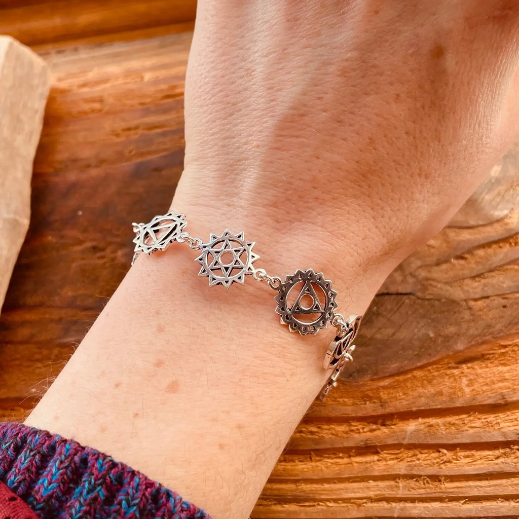 Silver Seven 7 Chakras Bracelet Chain