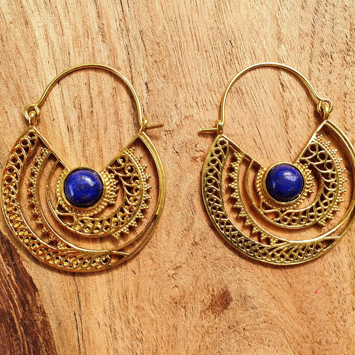 Golden Ethnic Lapis Lazuli festival Earrings