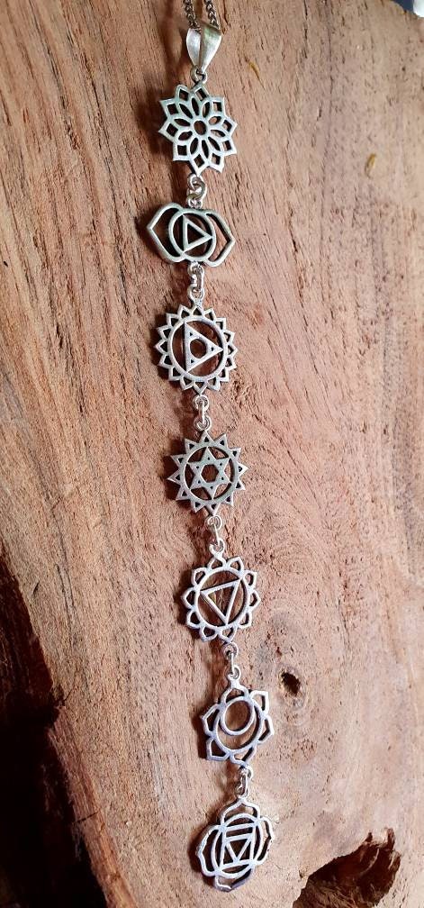Silver Chakras Necklace with Stainless Steel Chain