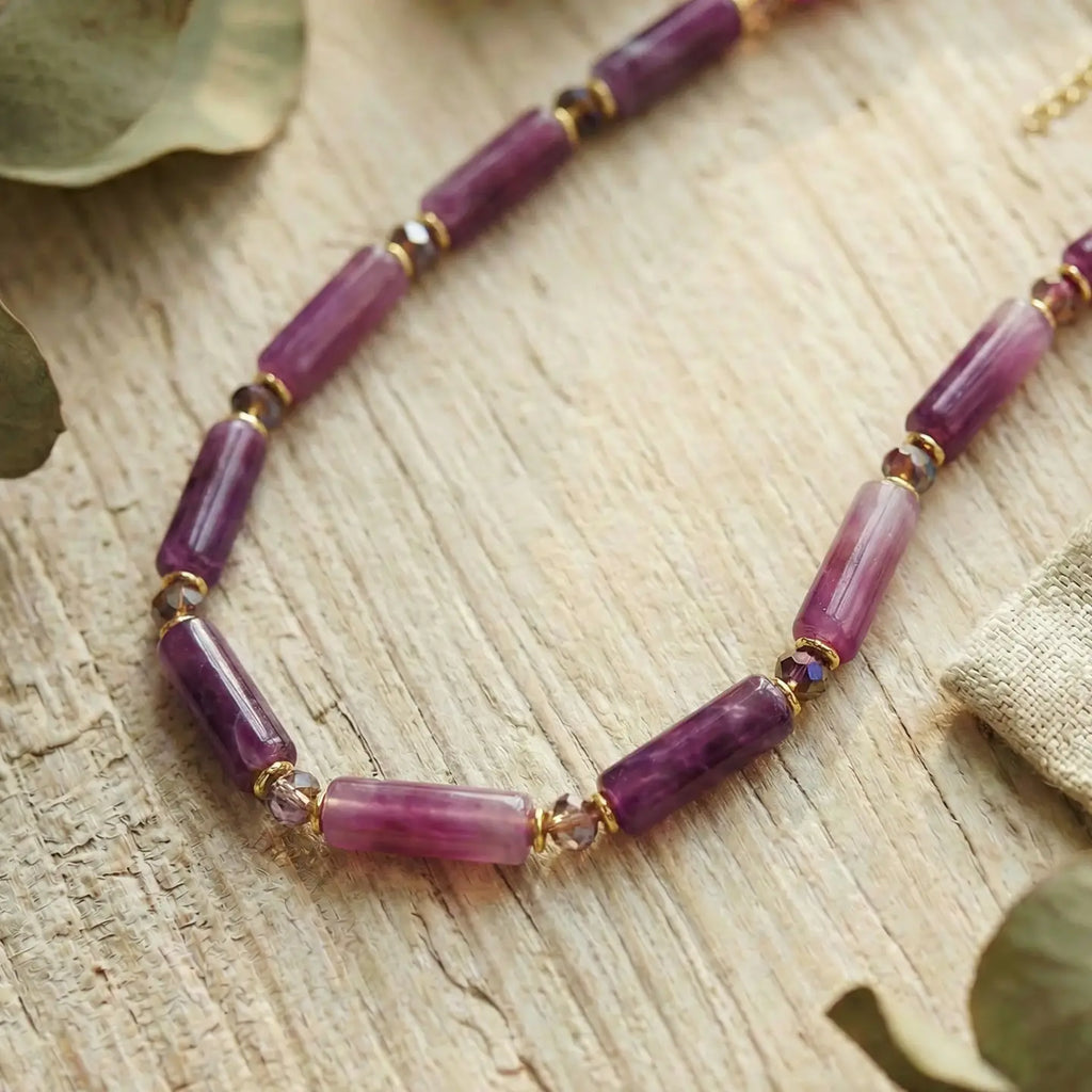 Purple Beaded Statement Necklace