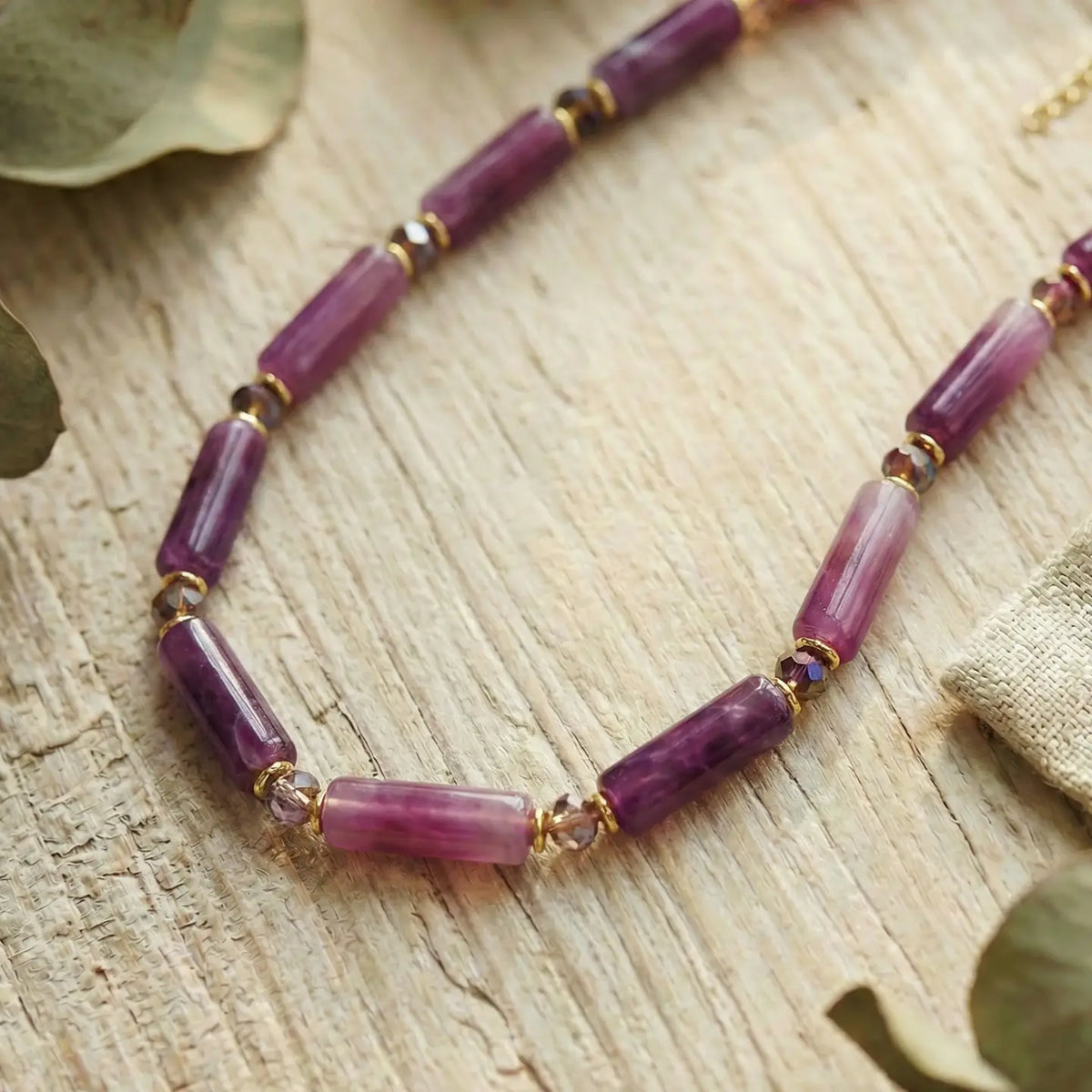 Purple Beaded Statement Necklace