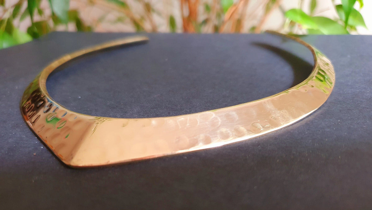 Hammered Choker Brass Necklace