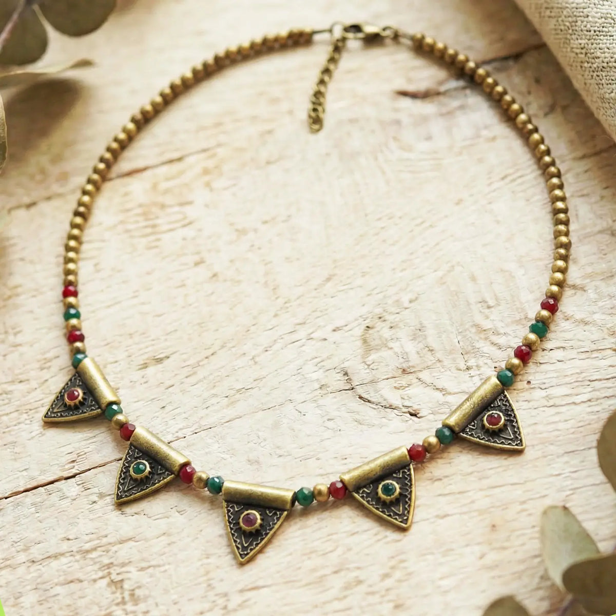 Boho Beaded Charm Necklace