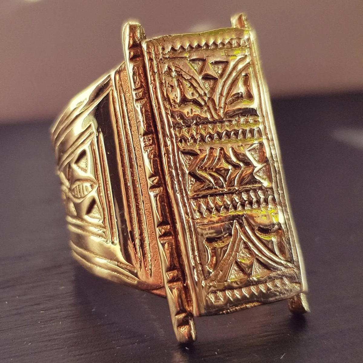 Gold Tuareg Ring / Mens Ring / Signet Brass Jewelery For Men