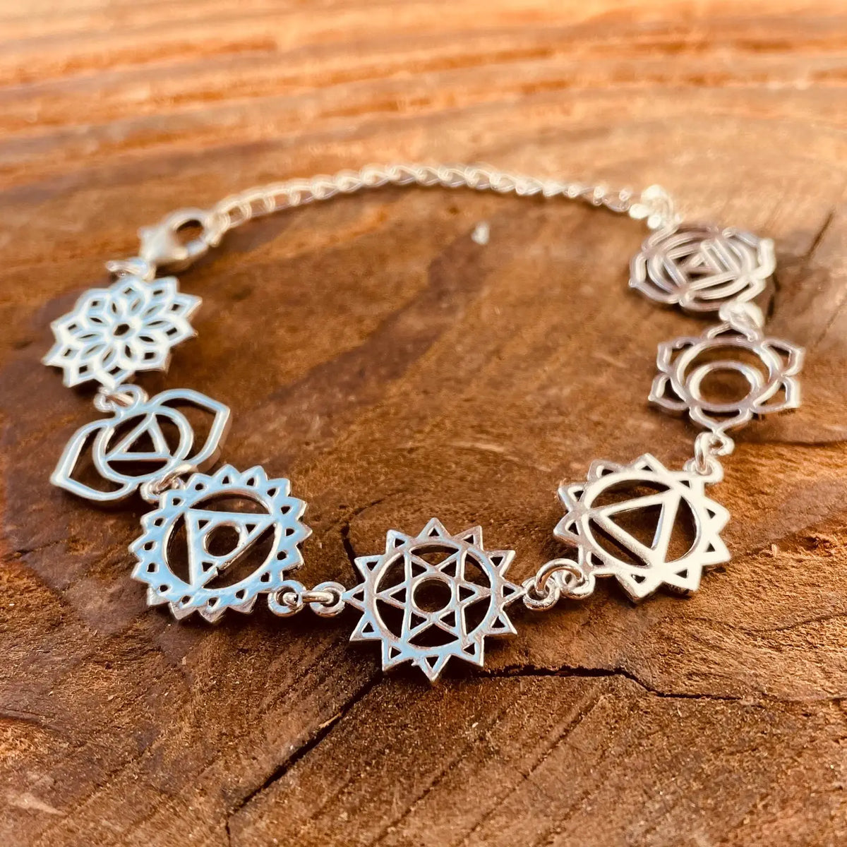 Silver Seven 7 Chakras Bracelet Chain
