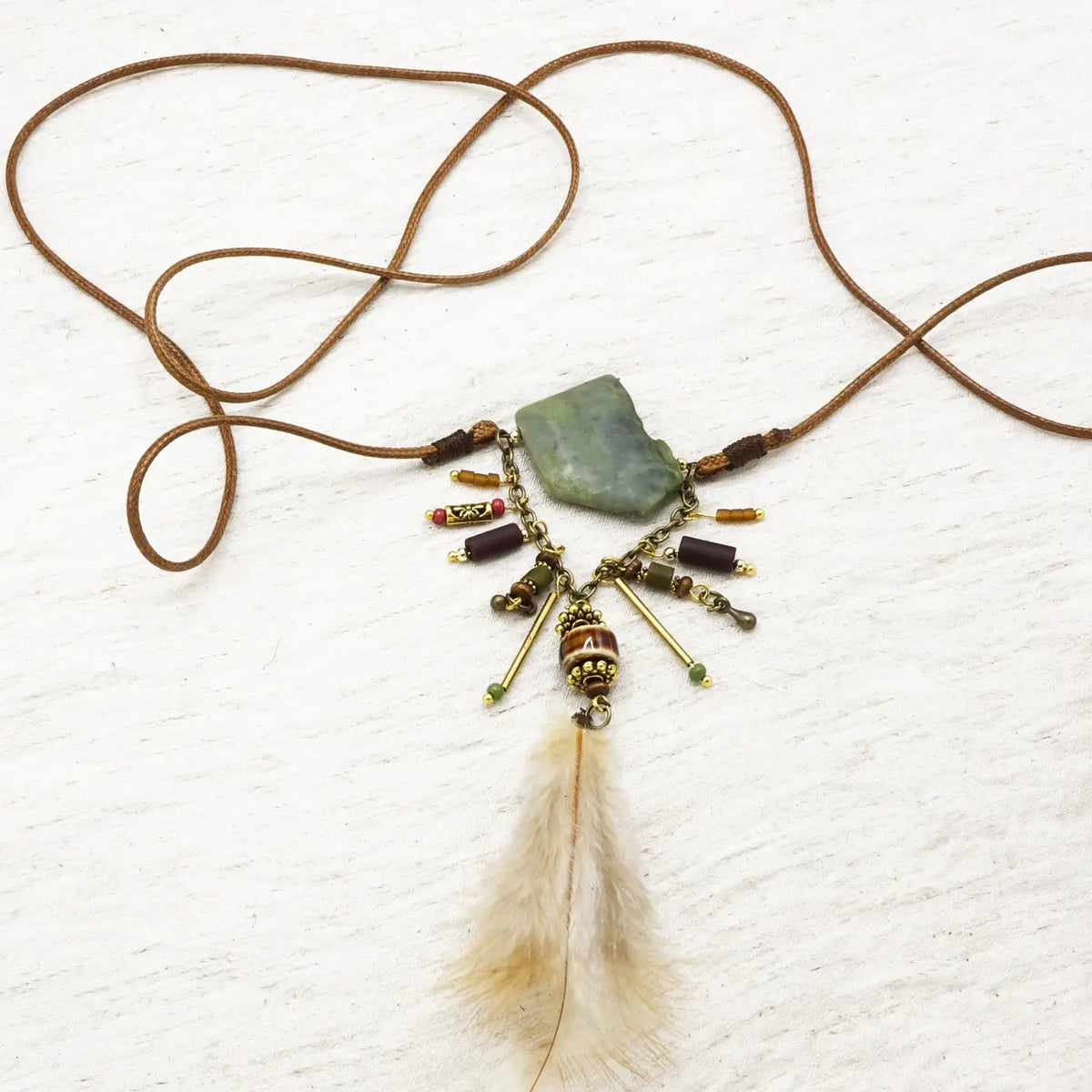 Boho Long Varisite Stone Necklace