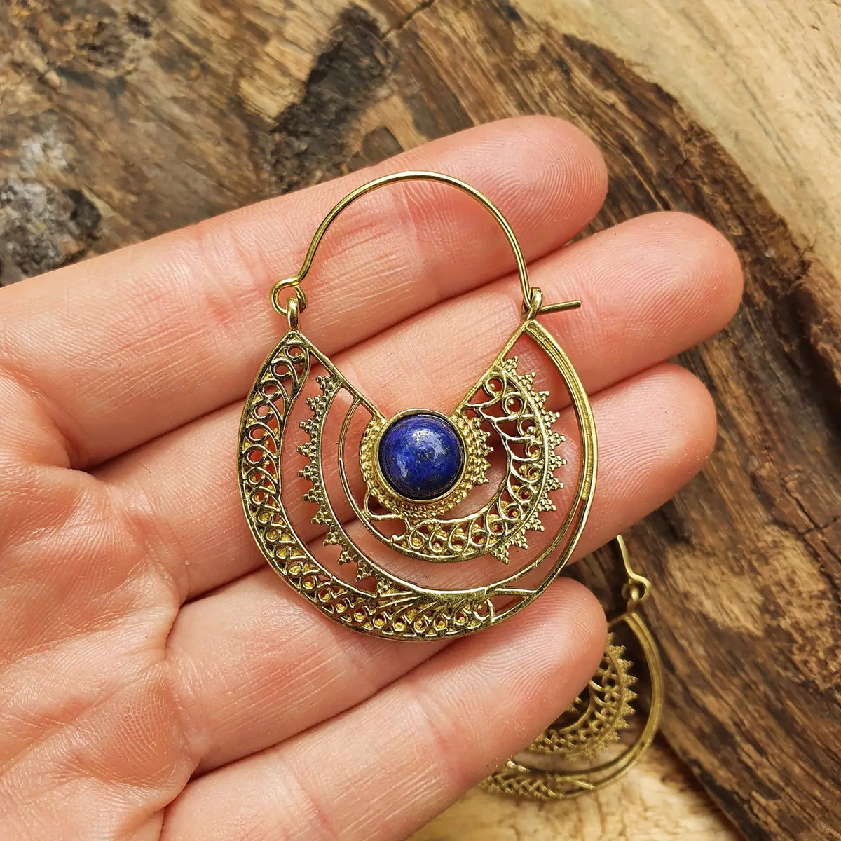 Golden Ethnic Lapis Lazuli festival Earrings