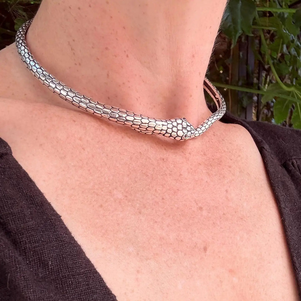 Snake Silver Choker Serpent Necklace