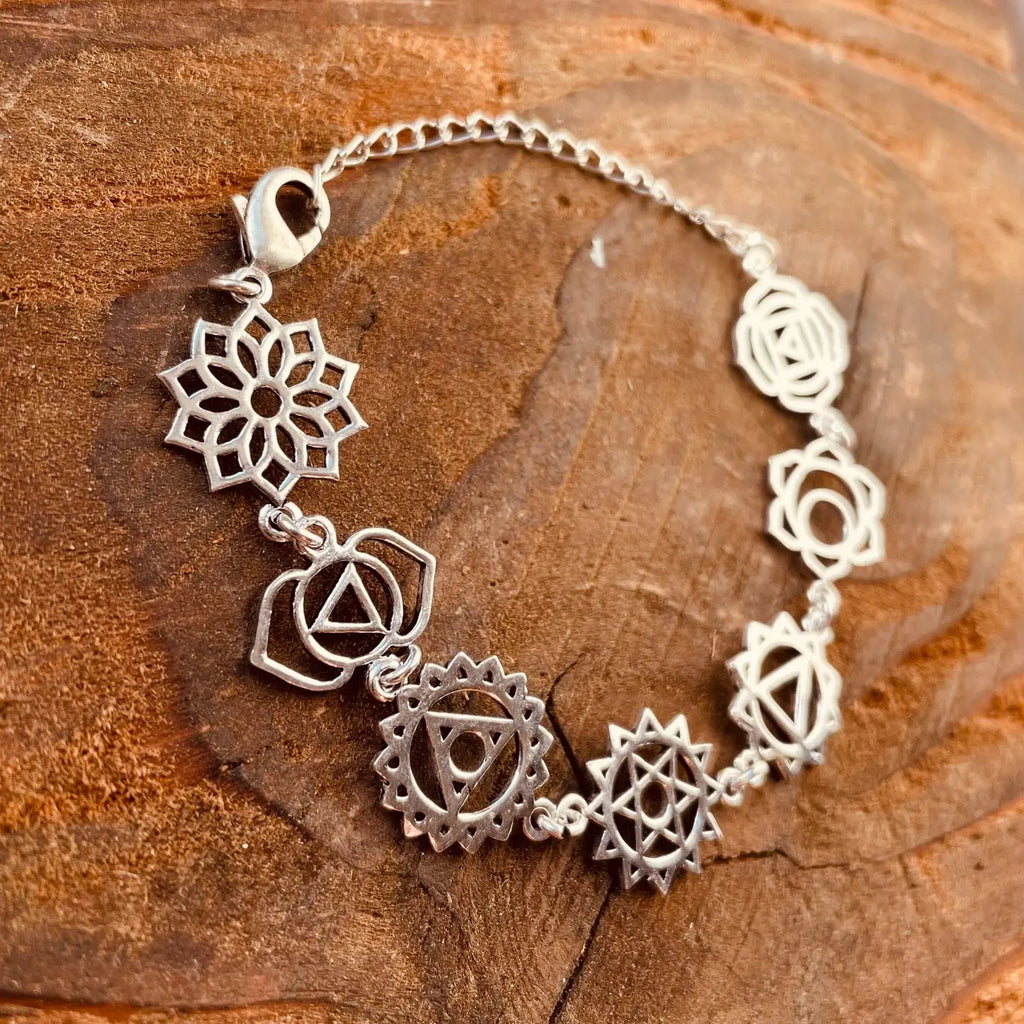 Silver Seven 7 Chakras Bracelet Chain