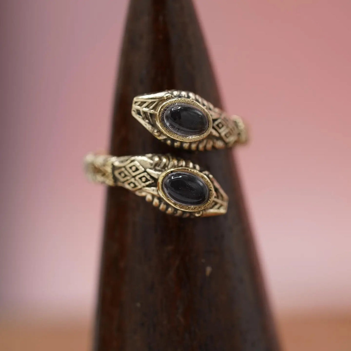 Two Snake Head Brass Ring