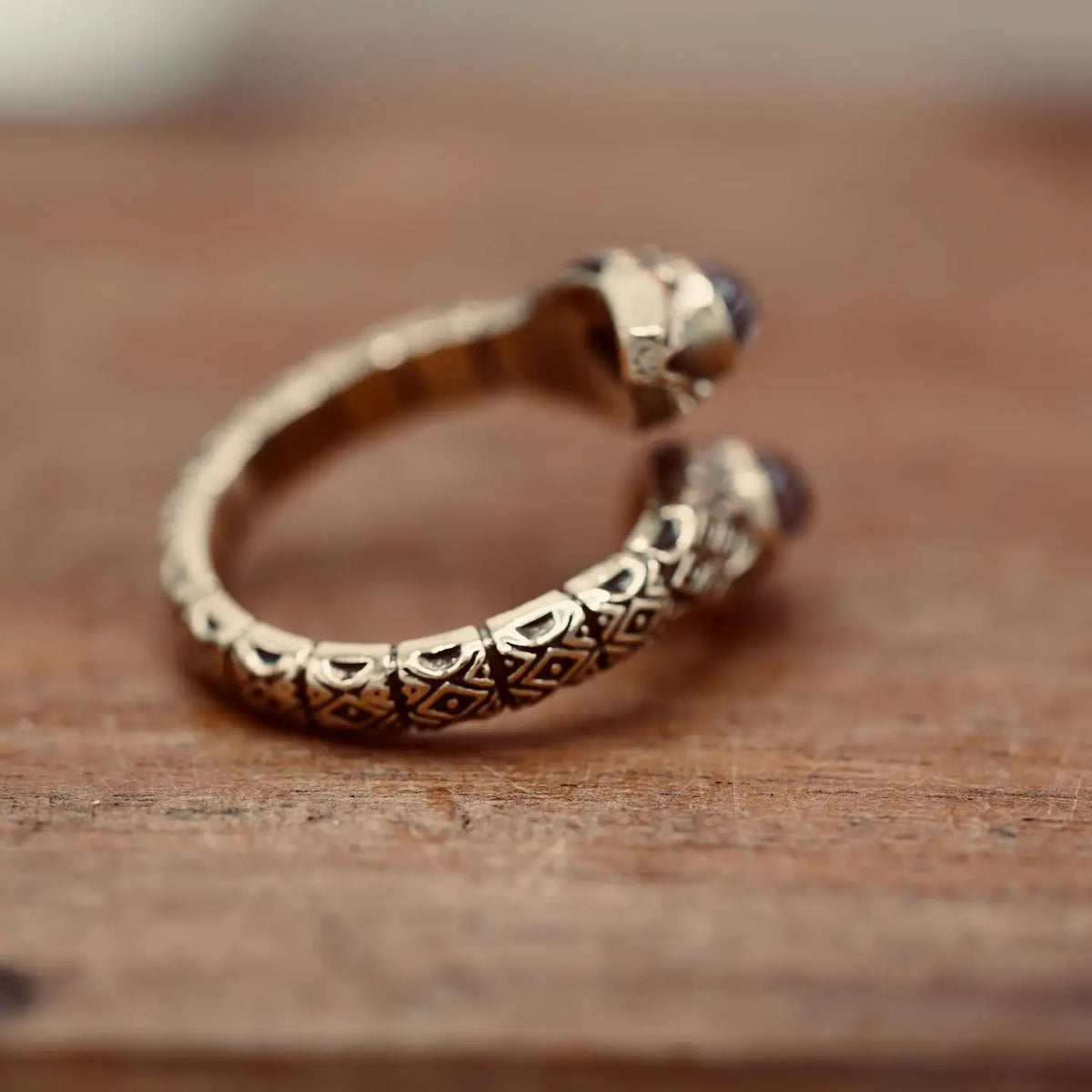 Two Snake Head Brass Ring