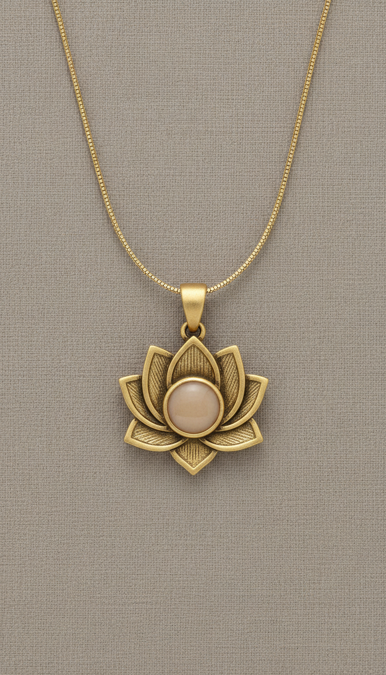 Earth Gold Lotus Pendant Necklace