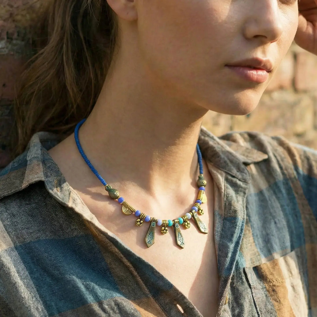 Boho Fish Charm Necklace