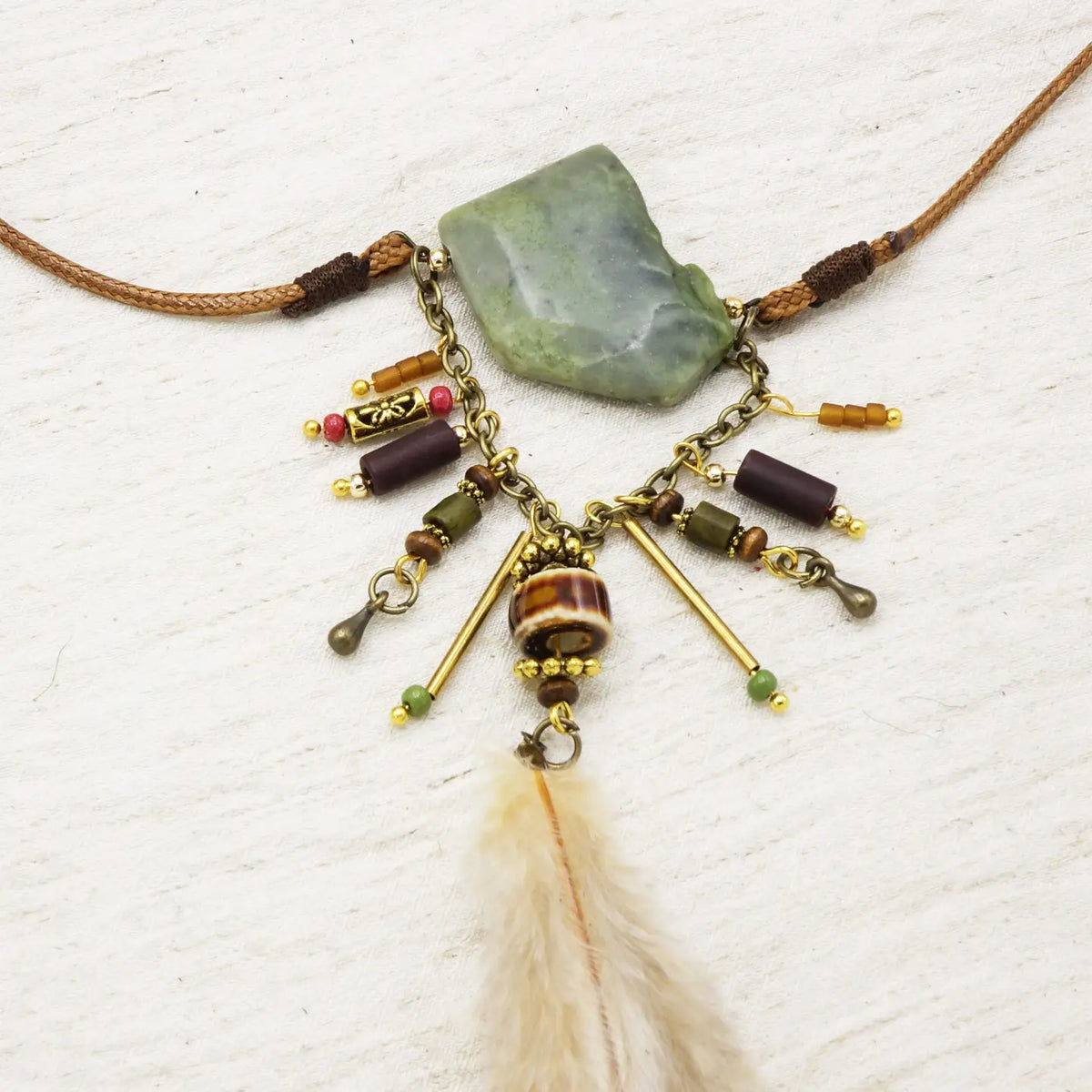 Boho Long Varisite Stone Necklace