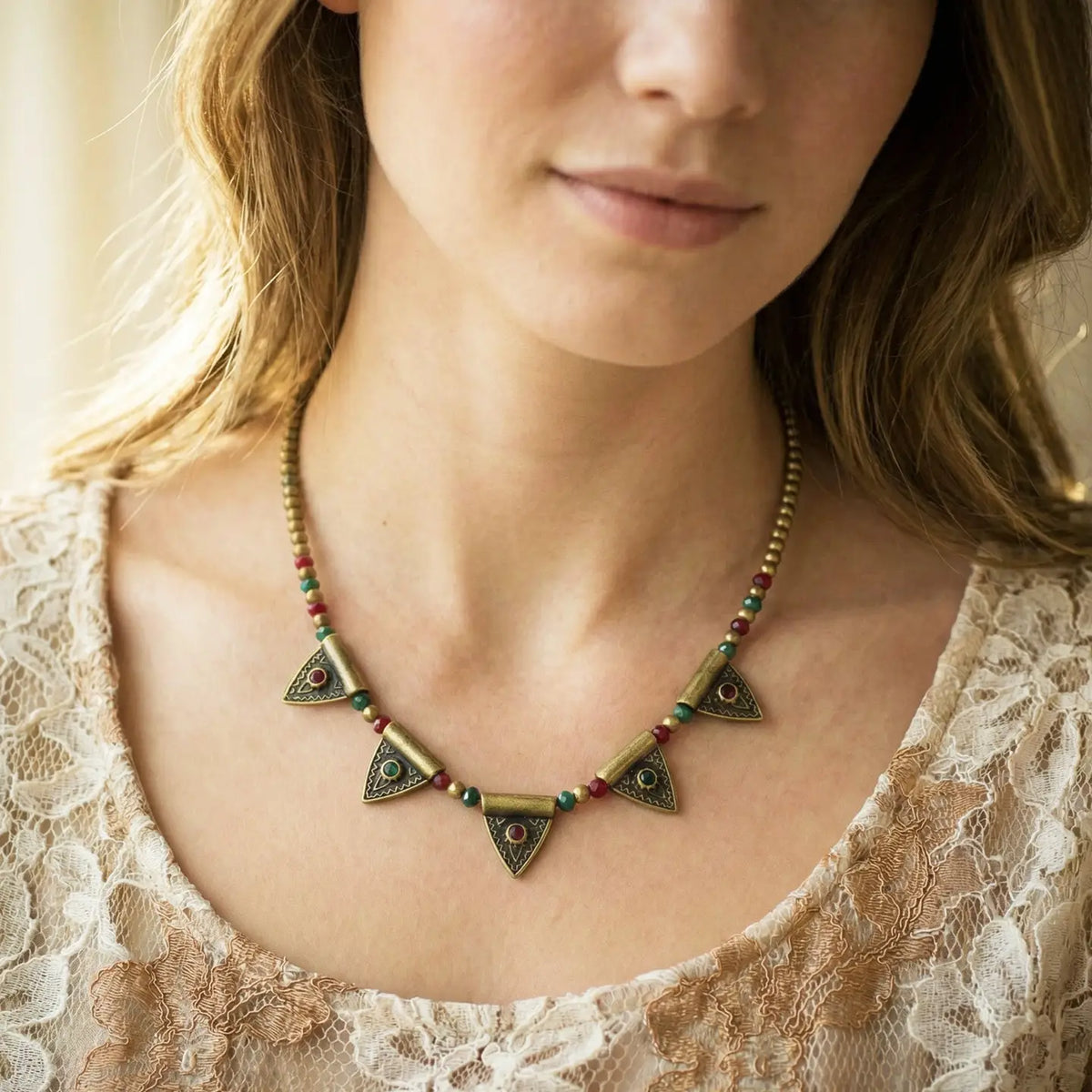 Boho Beaded Charm Necklace