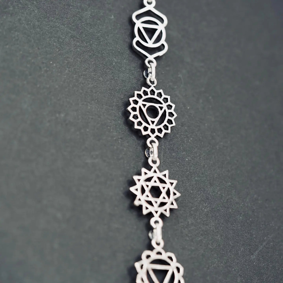 Silver Chakras Necklace with Stainless Steel Chain