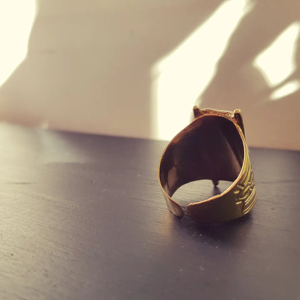 Gold Tuareg Ring / Mens Ring / Signet Brass Jewelery For Men