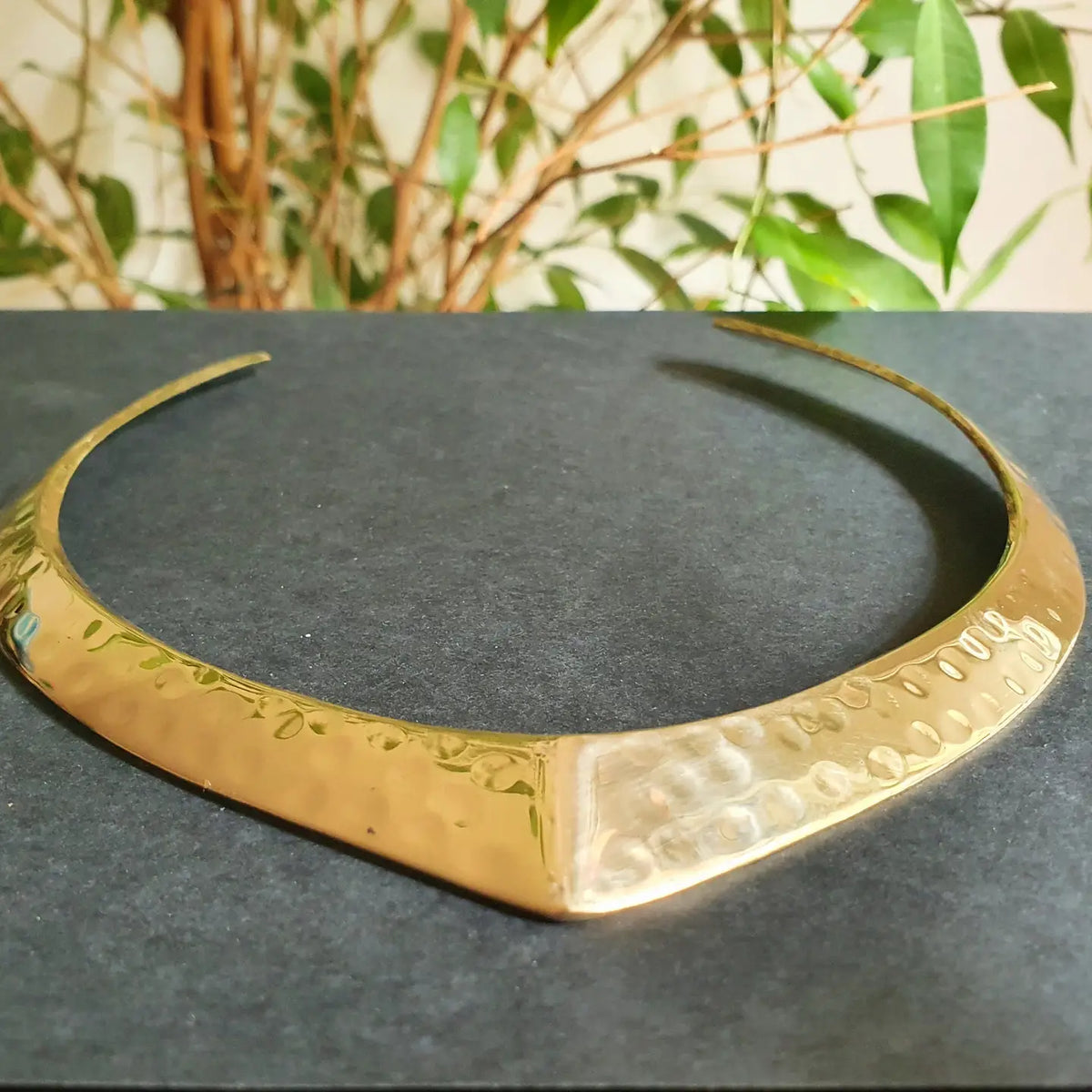 Hammered Choker Brass Necklace
