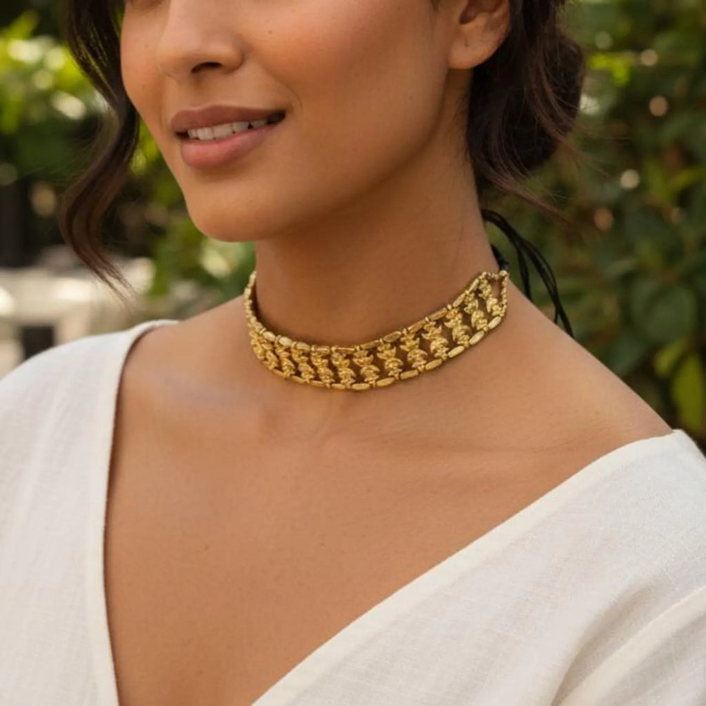 Modern Boho Style Statement Choker Necklace: Vintage Style Collar, Gift for her