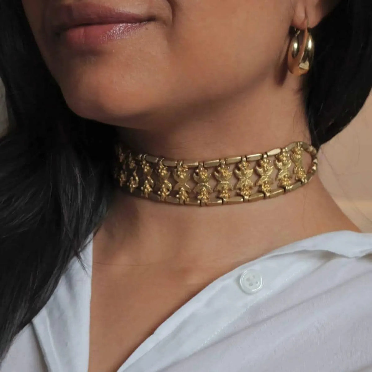 Modern Boho Style Statement Choker Necklace: Vintage Style Collar, Gift for her