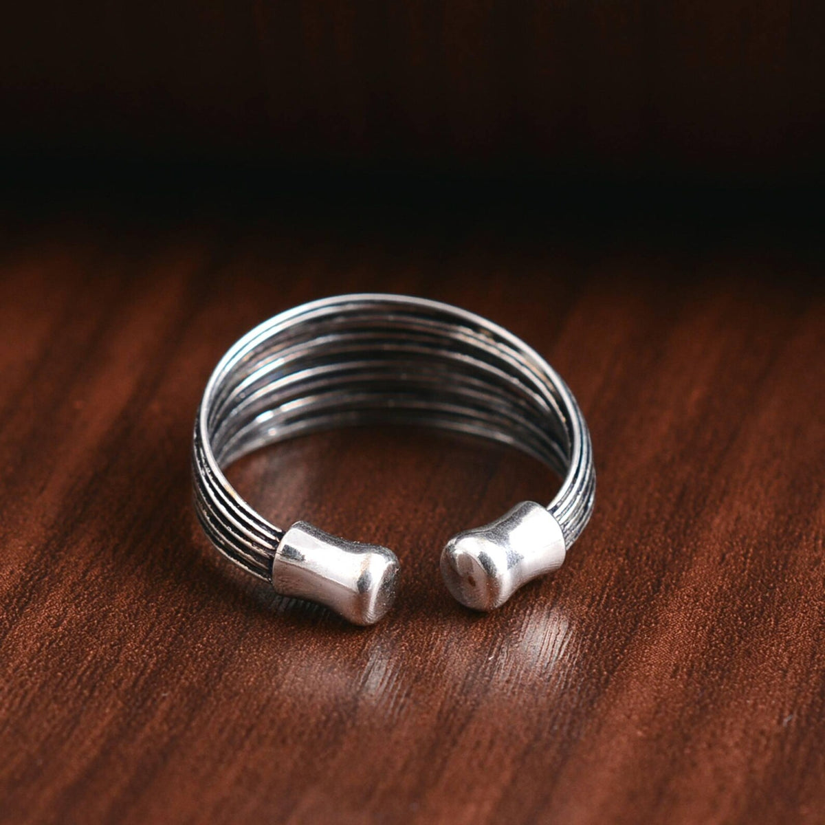 Gold & Silver Wire Cuff Ring | Adjustable Brass Statement Ring, Modern Stackable Jewellery