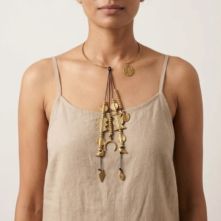 Hansli Necklace With Brass Charms