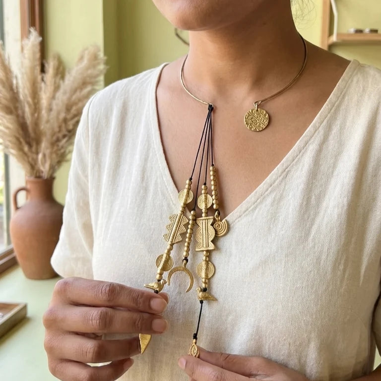 Hansli Necklace With Brass Charms